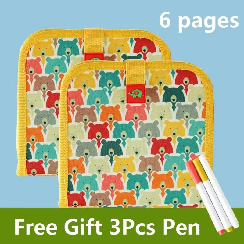 Magic 6-Sided Drawing Board for Kids - Educational Erase Board with 3 Chalk Pens, Transparent & Black Sides, Fun Coloring Activity