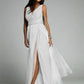 Variant image for Elegant V-Neck Sleeveless Dress with Slit Hem, Plus Size Formal Wedding Guest Cocktail Dress-26