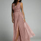 Elegant V-Neck Sleeveless Dress with Slit Hem, Plus Size Formal Wedding Guest Cocktail Dress-2