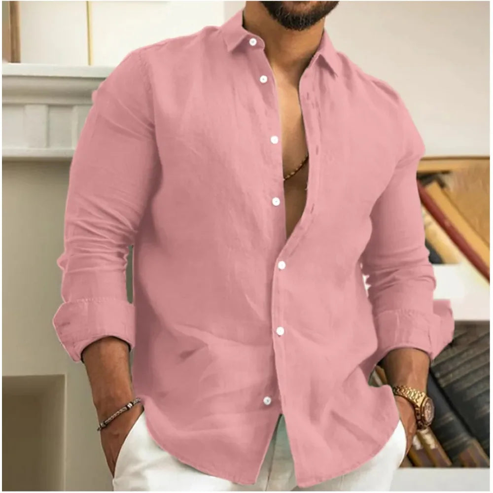 Variant image for Lightweight Linen Beach Shirt for Men, Breathable Summer Casual Wear, Relaxed Fit, Available in White, Light Blue, Beige-41