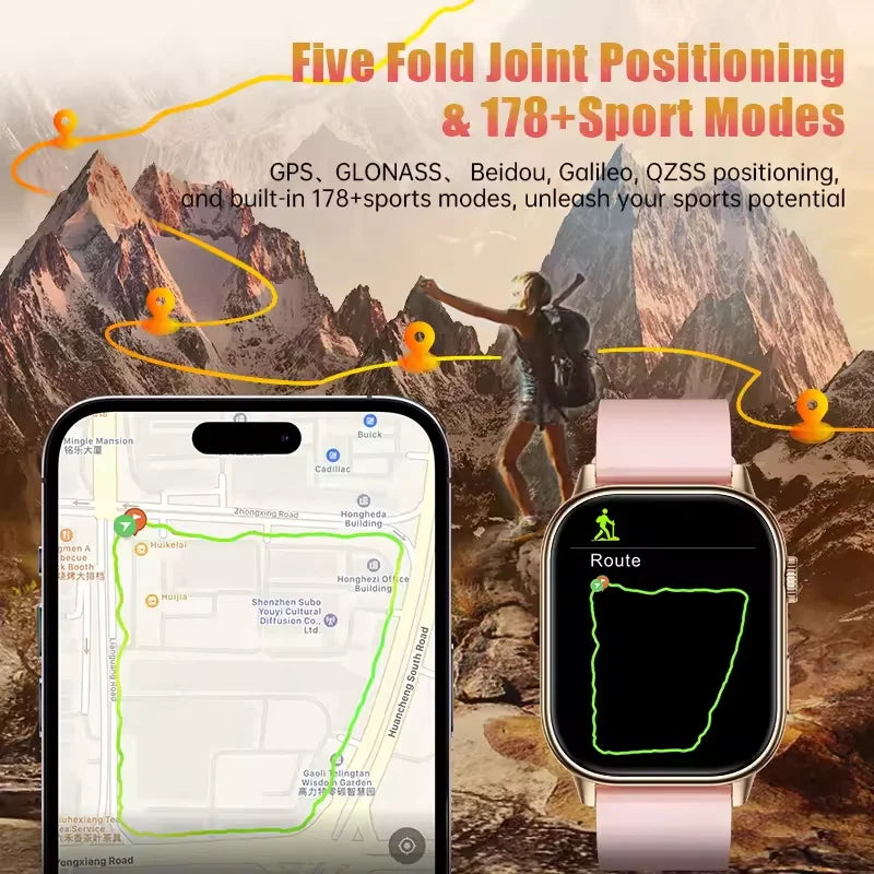 Smartwatch2025 Edition GPS 2.01 Inch AMOLED Display IP68 Water-Resistant Fitness Tracker for Active Living Fall