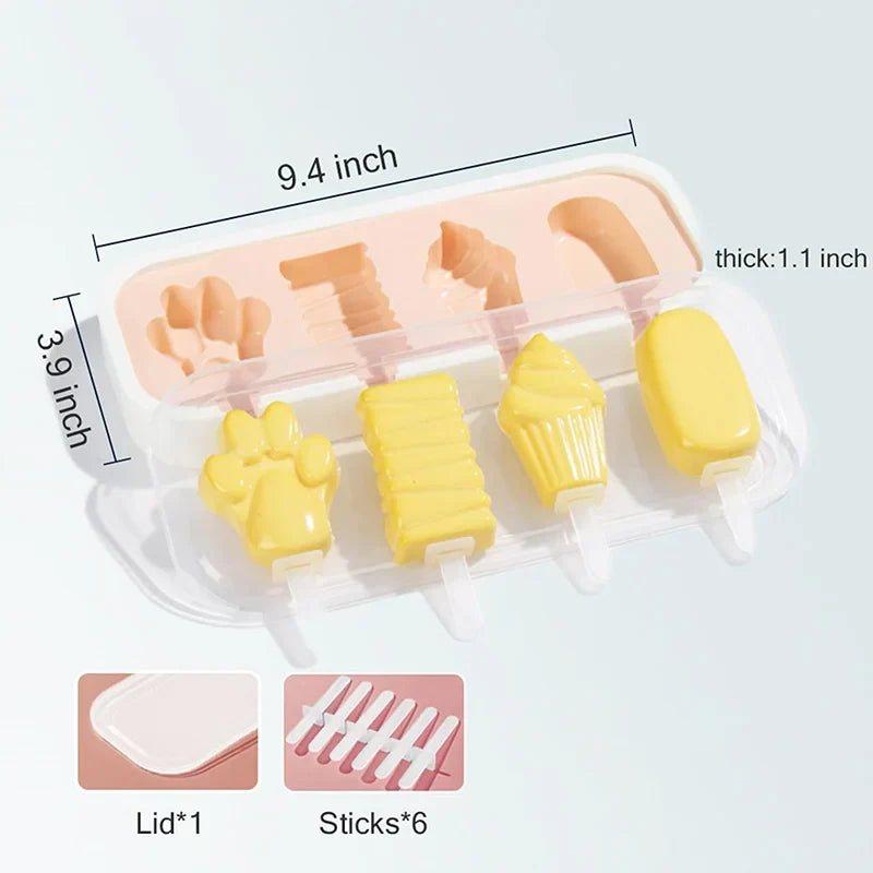 Silicone Mini Popsicle Molds Kit for Kids, BPA Free Reusable Ice Pop Maker, Simple Release and Dishwasher Safe