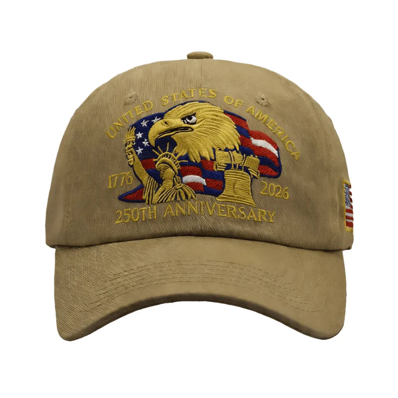unisex Breathable baseball cap - curved-brim durable 250th-anniversary embroidery, polyester, outdoor wear