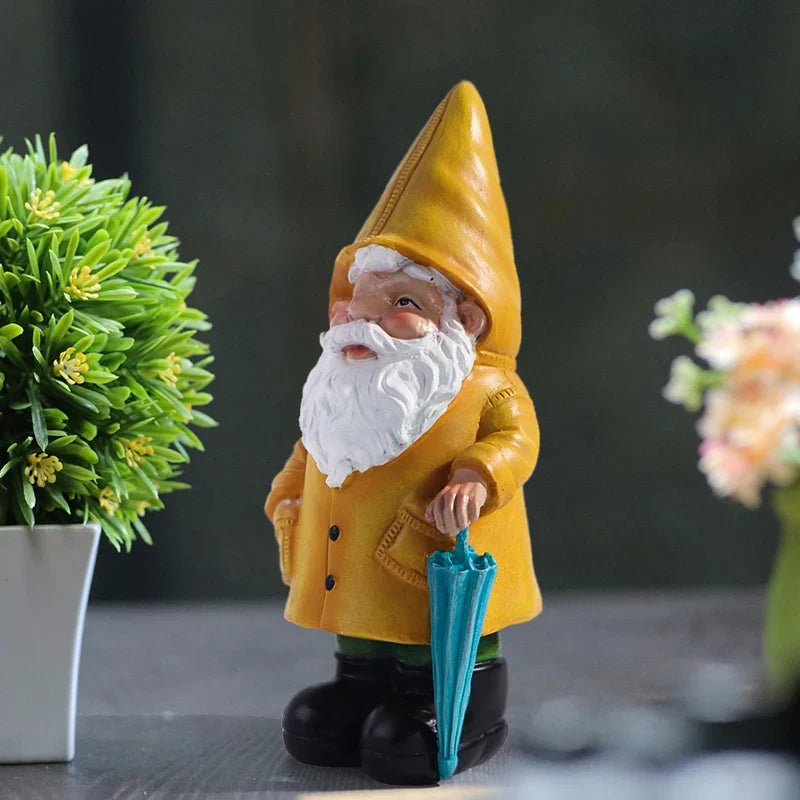 Garden2026 Edition Gnome Statue With Yellow Umbrella Outdoor Lawn Decor Resin Weatherproof Yard Ornament Fall
