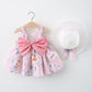 Plush baby girls dress - sleeveless, floral bow-embellished, cotton-polyester blend, for summer outings