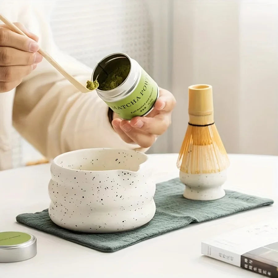 Matcha Bowl Ceramic Wavy Rim Tea Kit With Song Dynasty Pointing Device Fall 2025 Mindful Gift