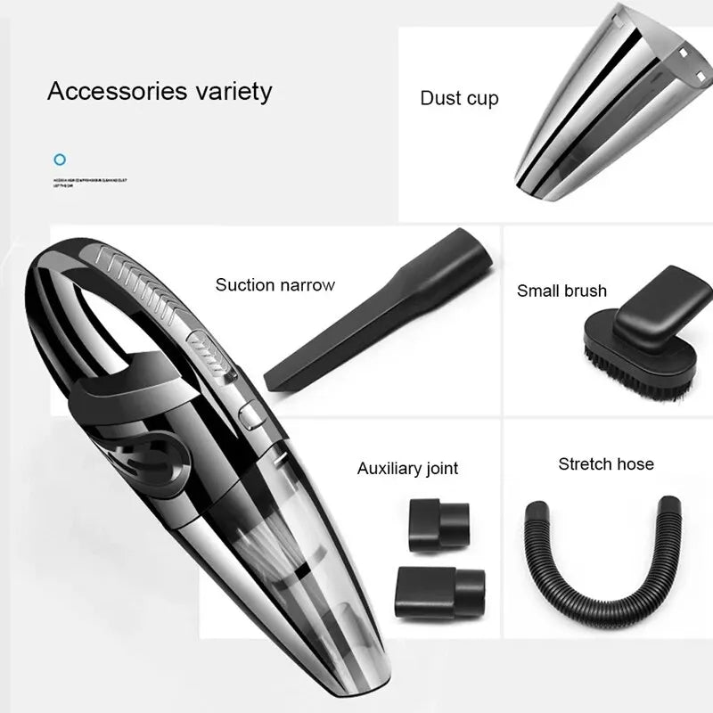 Travel-Friendly Cordless Hand-Held Vacuum Cleaner - Powerful Cyclone Suction, Fast Charge for Household & Car Cleaning