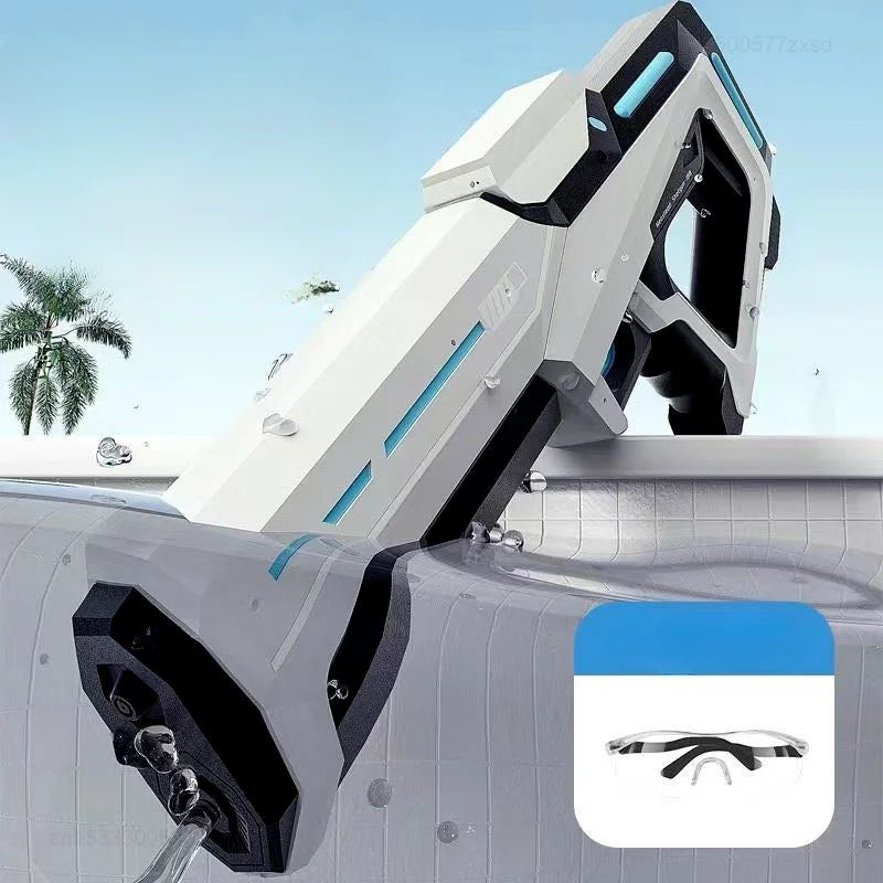 Water Blaster Cordless Dual Motor-Driven Water Gun Large Capacity 8m Range Burst Mode Summer 2025 Beach Kids Toy