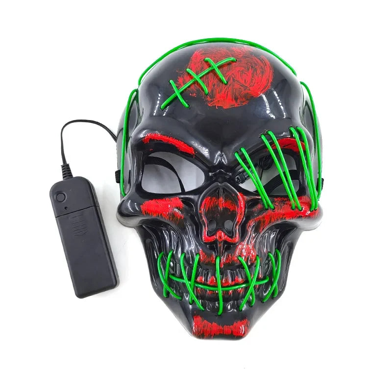 Glowing LED Skull Mask Full Face Halloween 2025 Cosplay