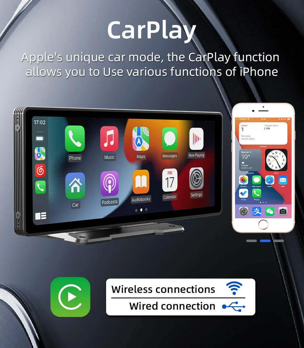 CarPlay2025 Edition Cordless Head Unit 10.26 Inch IPS HD Car Stereo With Rear View Camera Android Auto Fall