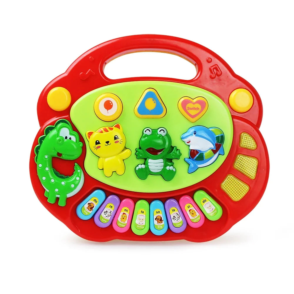 Cartoon Kids Piano Keyboard Game - Animal Sounds Music Toy, Educational Instrument for Babies and Toddlers, Flashing Light Fun