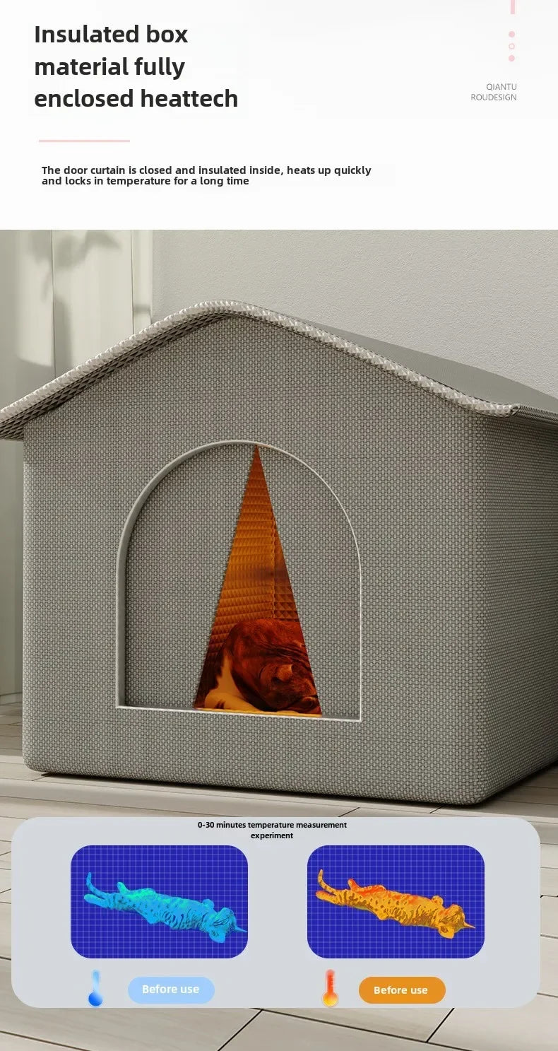 Pet House Water-Resistant Outdoor Shelter For Compact Dogs And Cats Foldable Winter 2026 Warm Cave Bed Washable