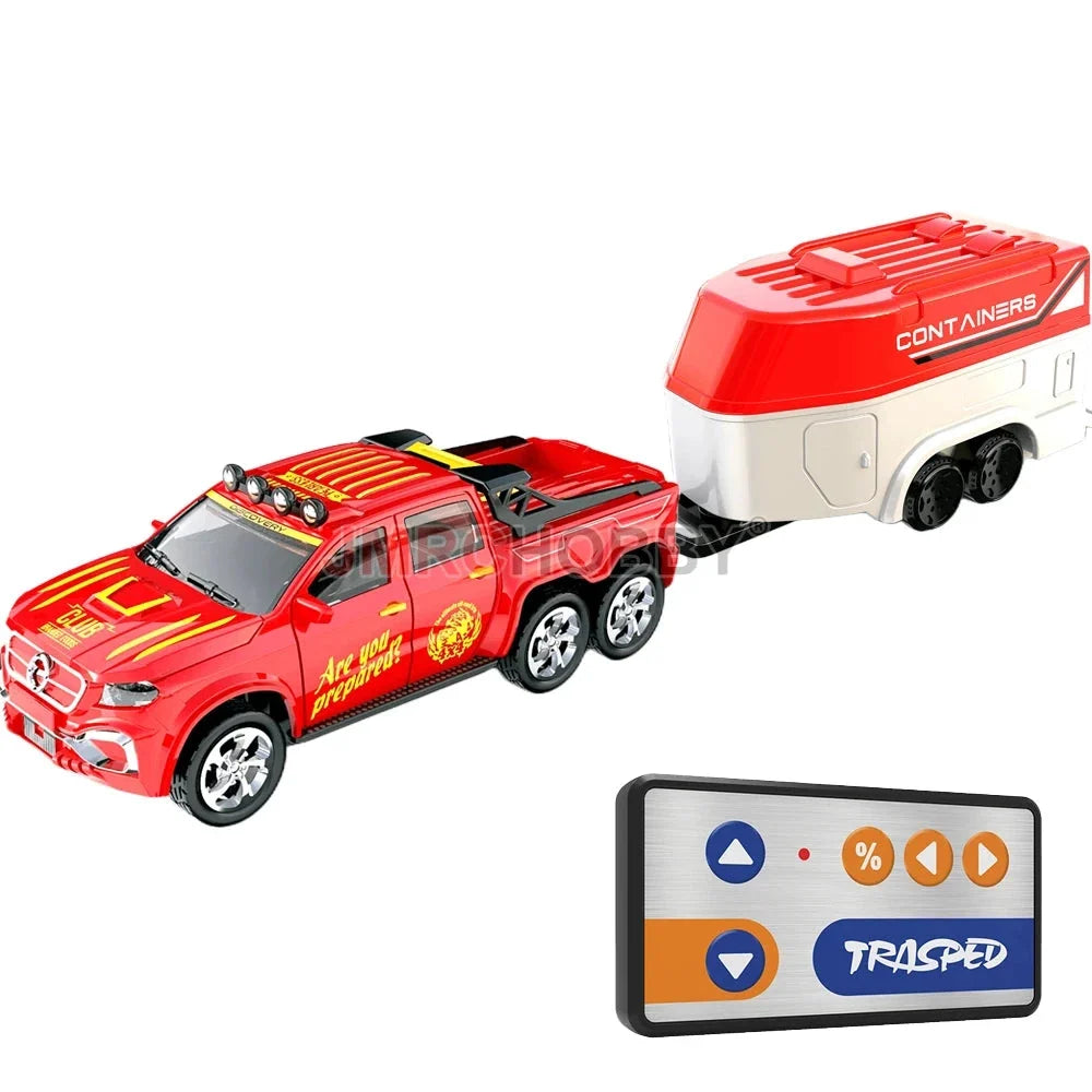 RC Alloy Car with Trailer - 2.4GHz Remote Control Mini Vehicle for Kids & Adults