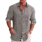 Linen Cotton Plaid Blouse Shirt - Long Sleeve Office Workwear Tops