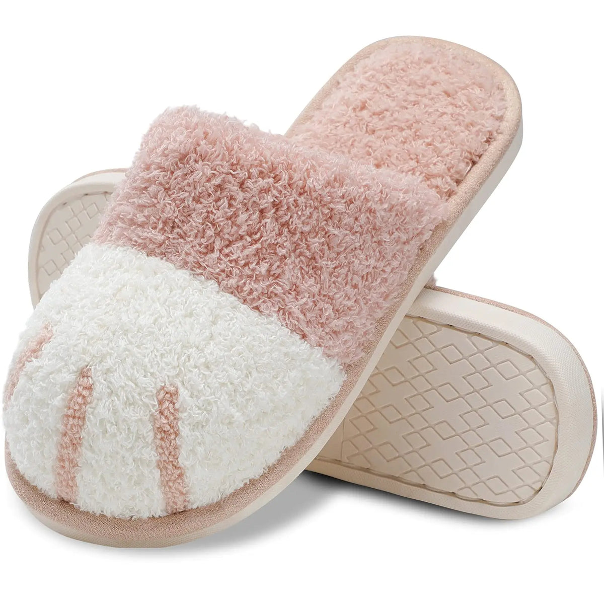 Plush, cozy women's slippers - cat paw design, memory foam insole, indoor winter lounging