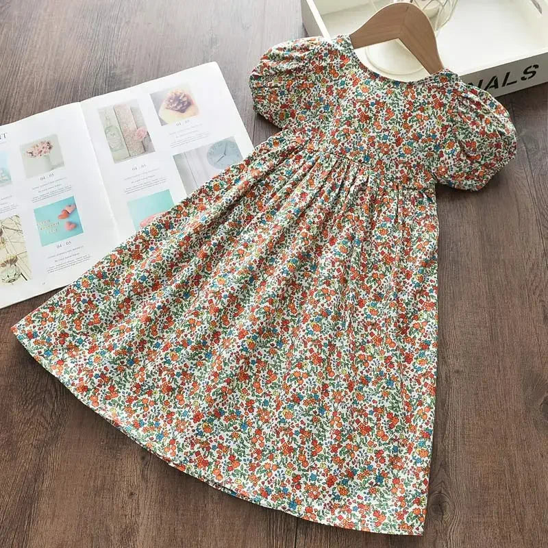 flowy a-line, floral butterfly print, casual wear for everyday adventures – Light girls’ dress