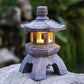 Lantern Solar Resin Stone Pagoda Garden Ornament Zen Chinese Style Outdoor Light Fall 2026 Eco Friendly Decor