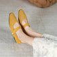 Women Stretchy Mary Jane Flats - Ribbed Knit For Spring