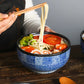 Wave Qinghai Noodle Bowl Hand Painted Vintage Ceramic Bowl