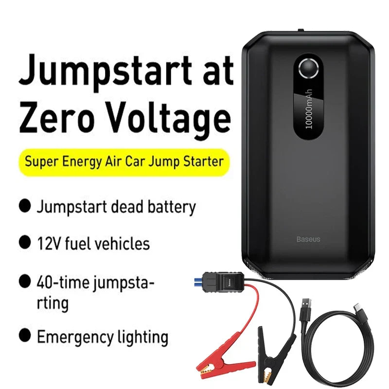 Jump Car Starter 1000A Emergency Booster Power Bank 12V Road Trip Ready For Emergencies