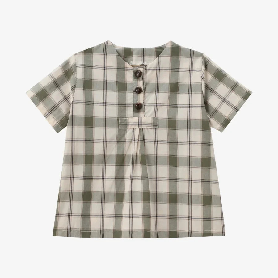 Plaid Grid, Floral, 100% Cotton, Summer Casual Wear – Plush Unisex Kids’ Matching Outfits