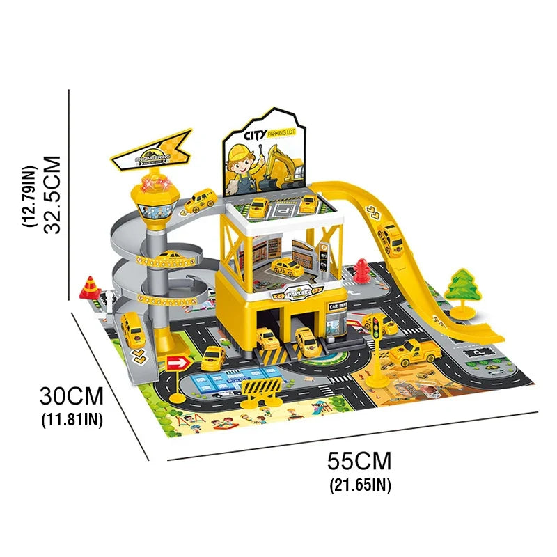 Garage Multi-Storey Racing Track with Cars - Interactive Parking Toy for Boys
