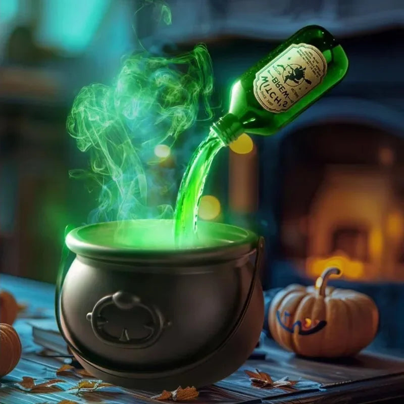 Cauldron Witch Fog Machine Halloween Prop With LED Glow