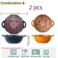 Soup Ceramic Bowl Bohemian Handle Embossed Microwave