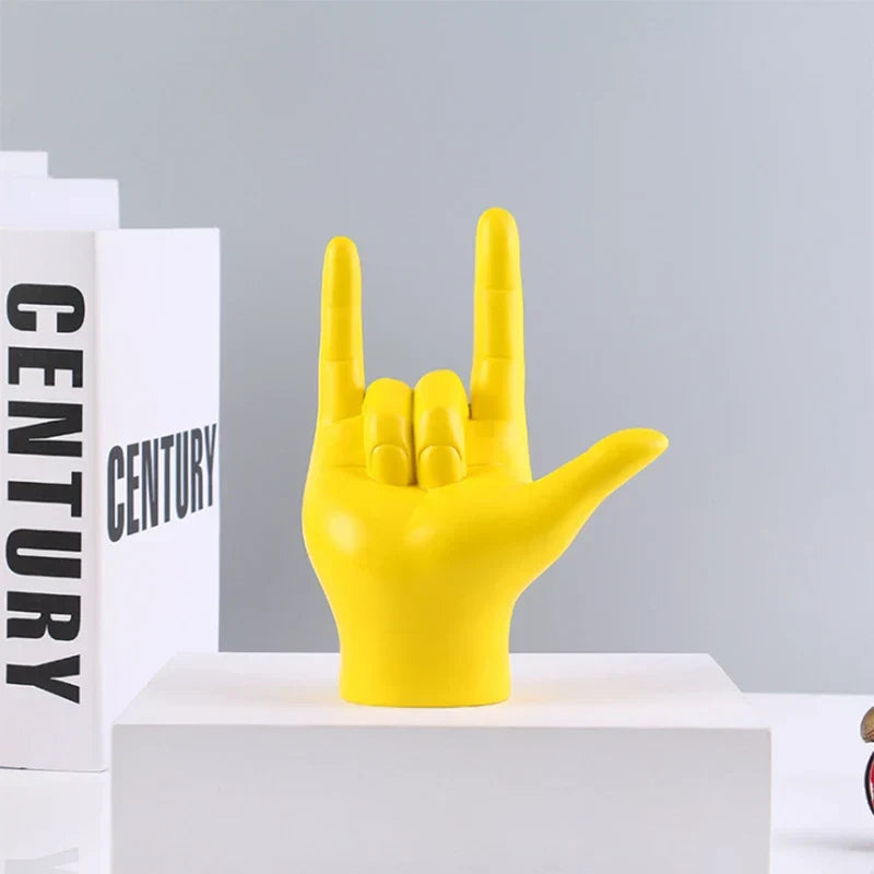 Sign Language Hand Statue 19.5cm Resin Figurine Household Decor Fall 2025 Meaningful Gift Desk Accent