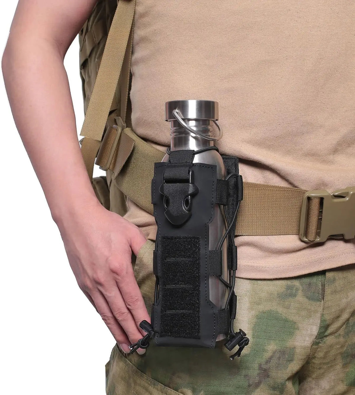 MOLLE Radio Pouch and Water Bottle Holder - Flexible 40 Oz Pouch for Backpack Fall 2025 Tactical Gear Accessory