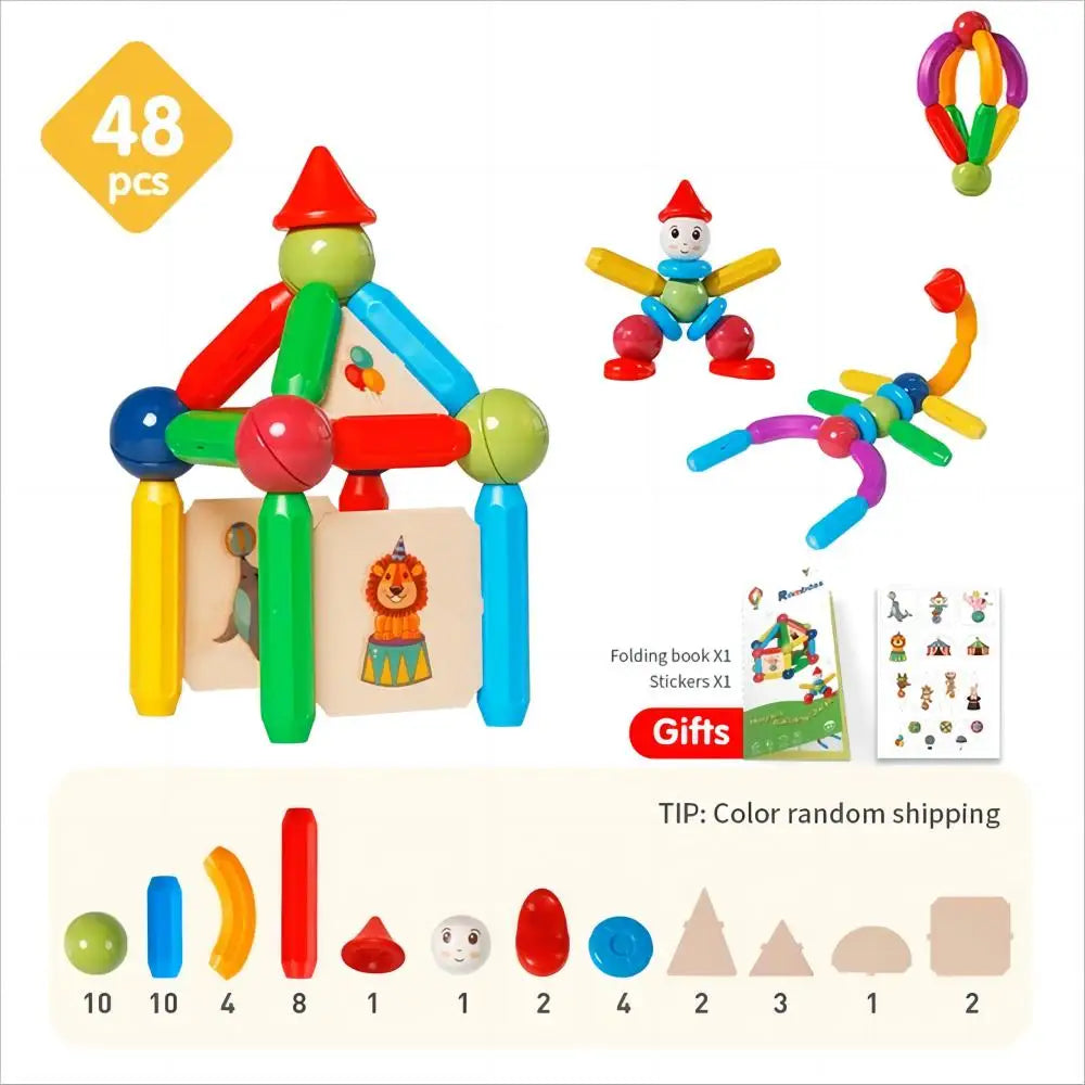 Magnetic Building Blocks Kit - Kids Educational Toy with Magic Magnet Sticks & Balls for Creative Play, Ideal Gift for Boys and Girls