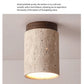 Travertine Japandi Ceiling Light Wood Cap Round Mid Century Lamp