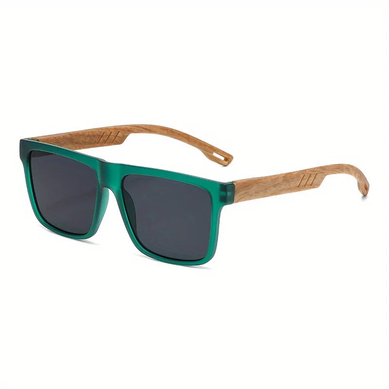 Square Sunglasses Frame Unisex Outdoor Eyewear UV400 Protection Summer 2026 Trend Wood Grain Hinges