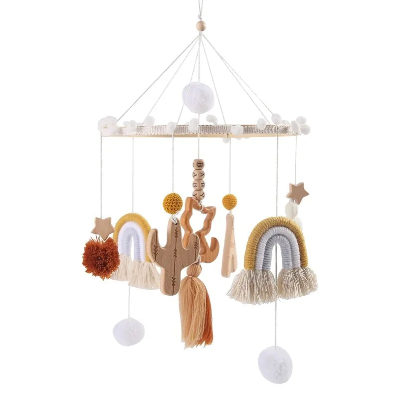 Mobile Baby Wooden Crib Hanging Toy Newborn Nursery Fall 2025 Soothing Music Developmental Gift