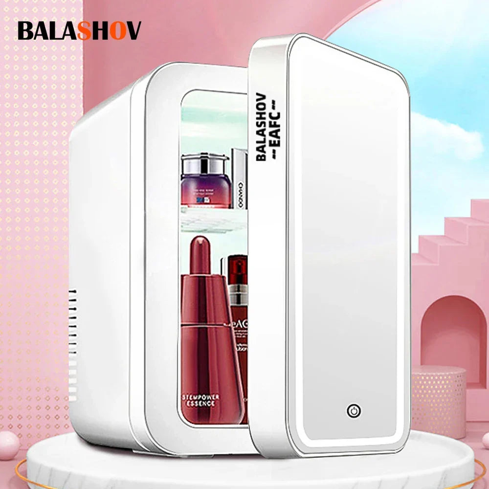 Mini Makeup Fridge 4L With LED Mirror Travel-Friendly Cosmetic Cooler USB Dual Use Household Car Fall 2025 Keeps Skin Fresh