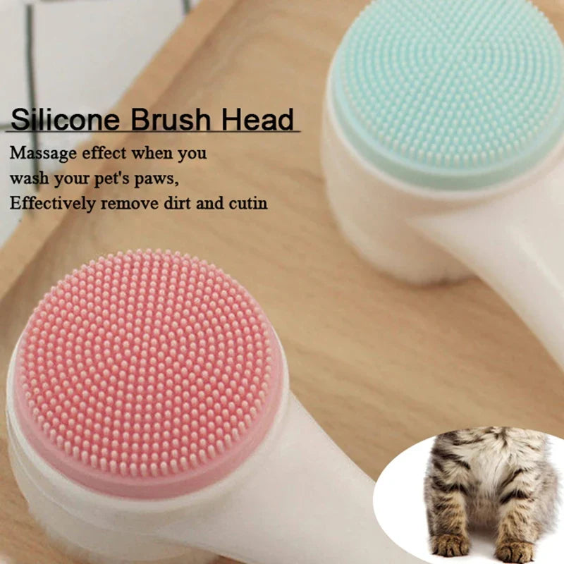 Silicone Pet Paw Cleaner & Massage Brush - Dual-Sided Dog Grooming Device for Healthy Coats