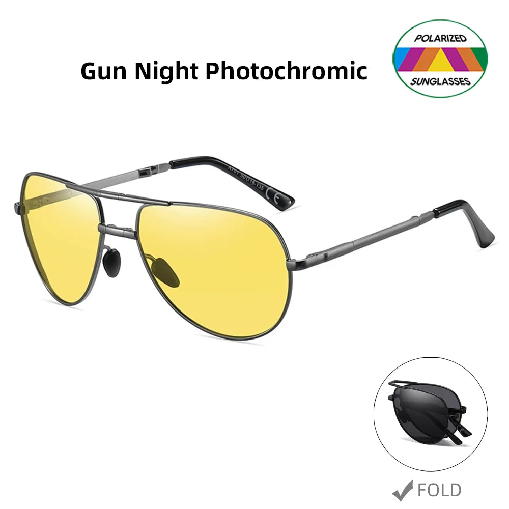 Sunglasses Aviator Foldable Metal Pilot Style Polarized UV400 Sun Glasses, Summer 2026 Trend, All-Day Comfort