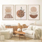 Abstract Boho Canvas Wall Art Trio Neutral Contemporary Decor