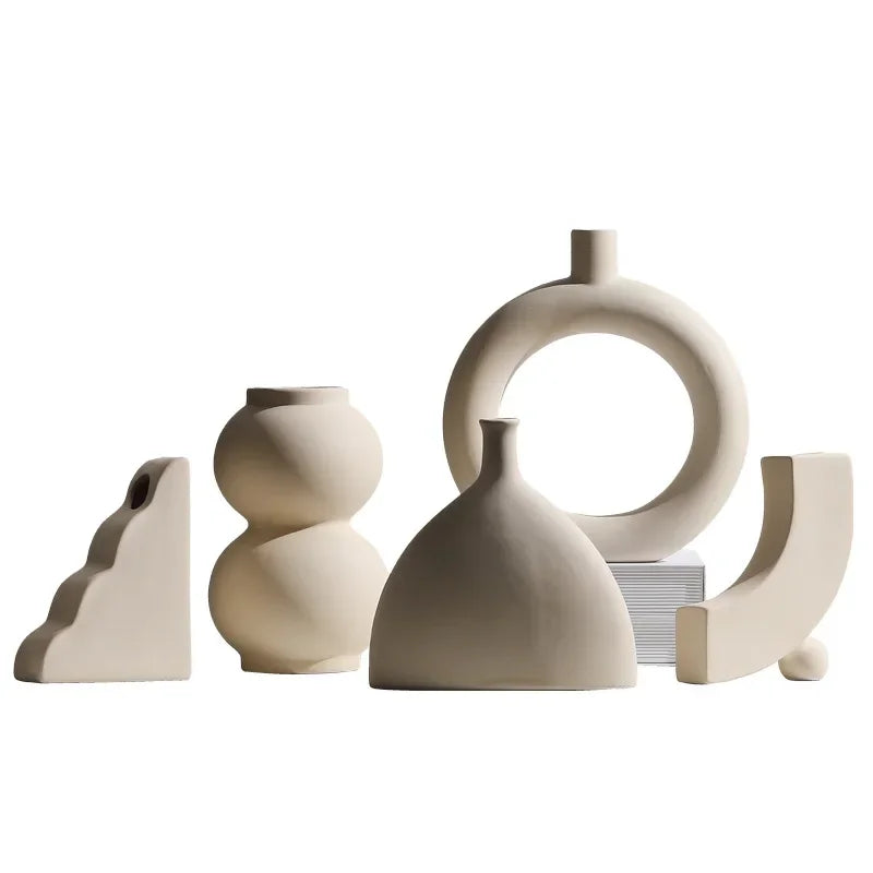 Ceramic Vase Embryo Sculptural Tabletop Vase Scandinavian Minimalist Household Decor Fall 2025 Ideal For Dry Flower Display