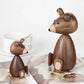 Wooden Bear Figurines Brown Scandinavian Decorative Sculptures Fall 2025 Cozy Shelf Mantel Accent Gift Idea