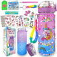 Mermaid DIY & Unicorn Water Bottle Craft Kits for Girls - Fun Arts and Crafts Birthday Gift with Fidget Keychain