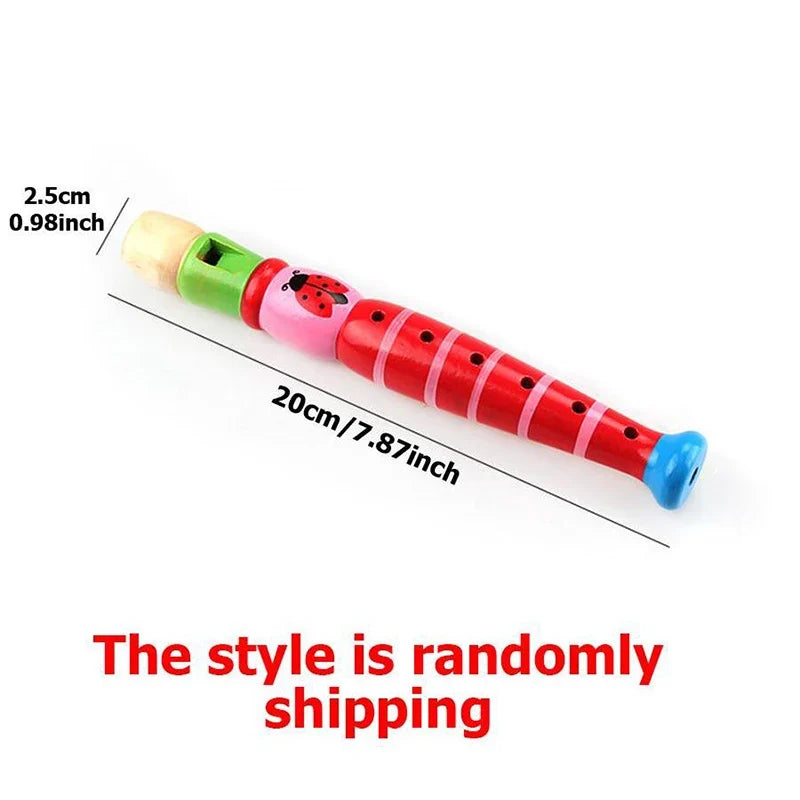 Wooden 1Pc Cartoon Flute - 6-Hole Musical Toy for Kids