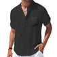 Men's Summer Shirt, Breathable Cotton and Linen Blend with Henry Collar, Lightweight and Casual Fit-4