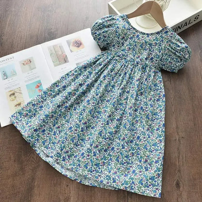 flowy a-line, floral butterfly print, casual wear for everyday adventures – Light girls’ dress