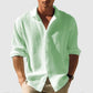 Long-Sleeved Men's Waffle Shirt - Casual Fashion Black Cardigan for Spring