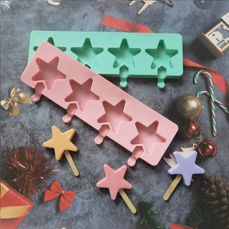 Star-Shaped Silicone Ice Cream Mold, Multi-Use Baking Device for Ice Cream, Chocolate, Jelly, and Cake Pops