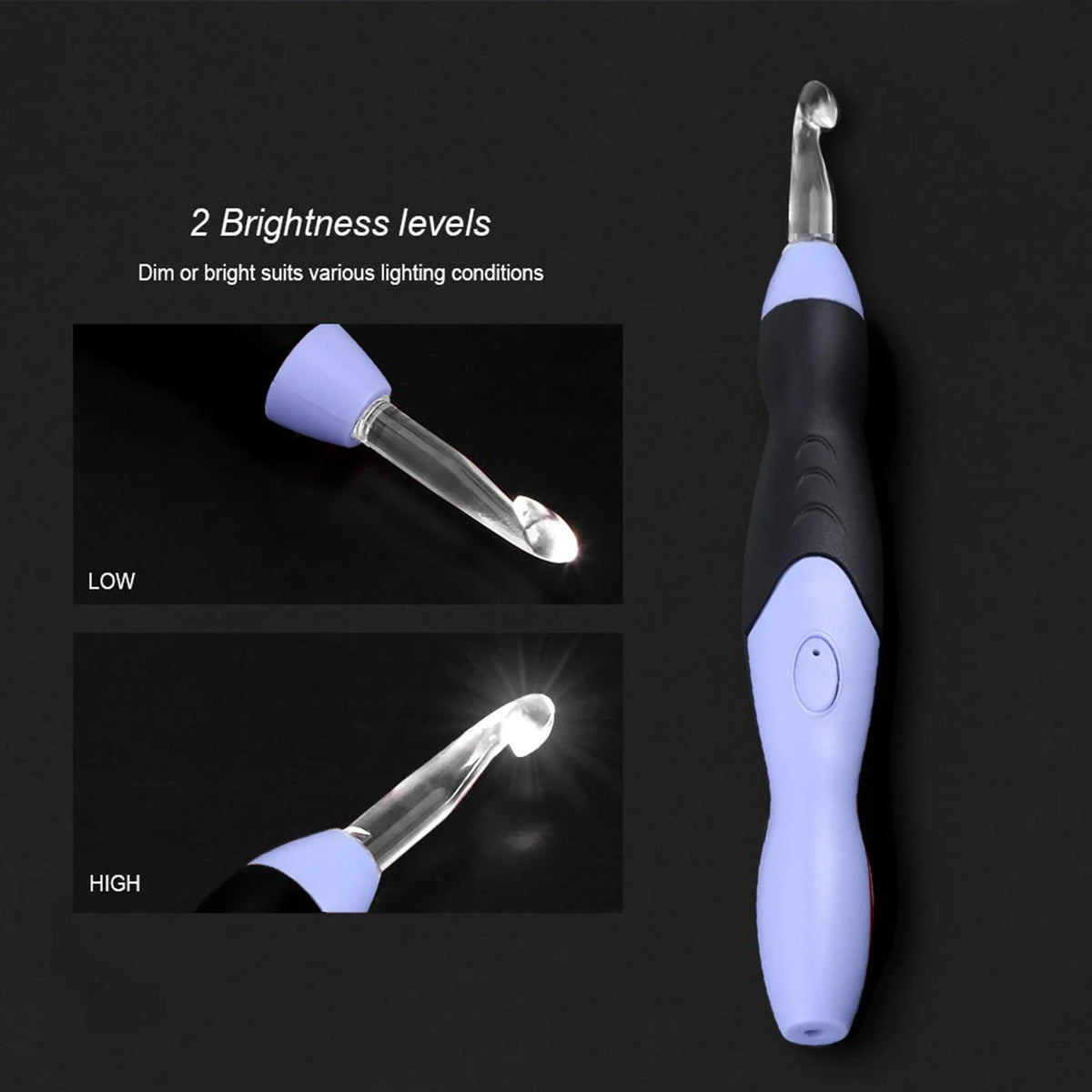 9PCS LED Light Up Crochet Hook Kit - USB Battery-Powered Knitting Device 2.5-6.5MM for DIY Crafts