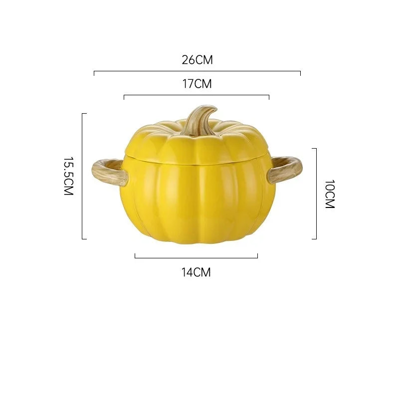 Soup Pumpkin Pot 1.4L Ceramic Bowl With Lid Halloween