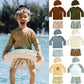 Long-Sleeve Top, Swim Pants, Hat, Polyester Elastane, Beach Vacation – Breathable Kids Rash Guard Swim Kit
