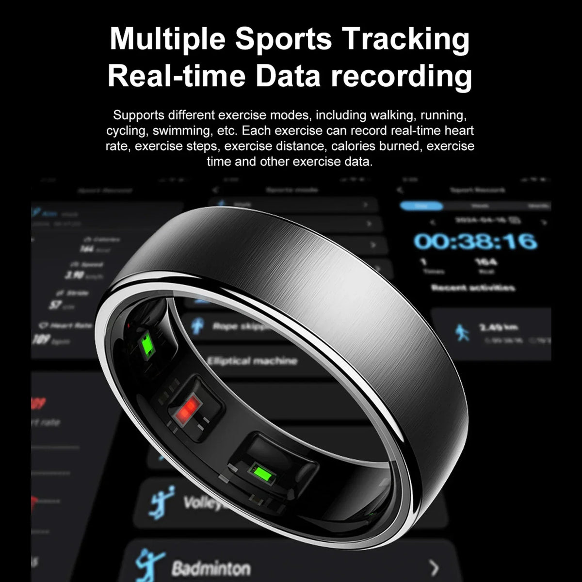 Ring Smart With Charging Dock Health Tracker Ring Fall 2025 Heart Rate Sleep Monitoring Blood Oxygen Multi-Sport